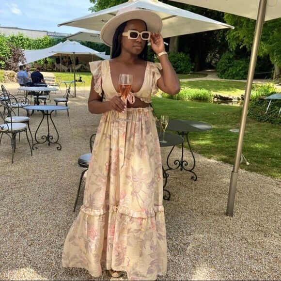 H&M Cut Out Dress Frills Pastel Floral Print - Picture 12 of 12